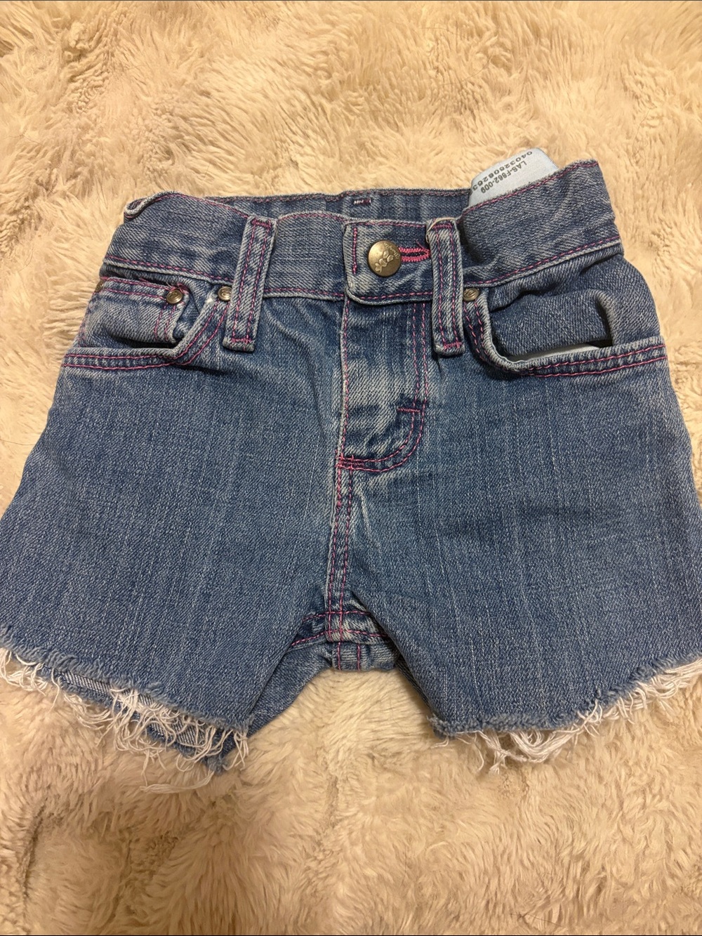Wrangler Girls Blue Denim Shorts with Pink Stitching